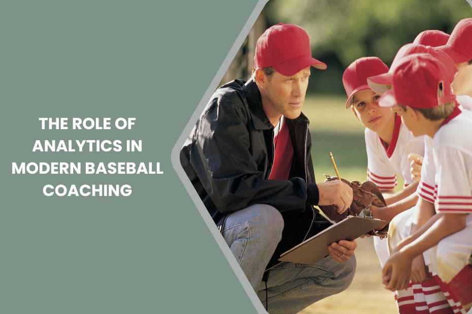 A baseball coach analyzing player performance data on a laptop during practice.