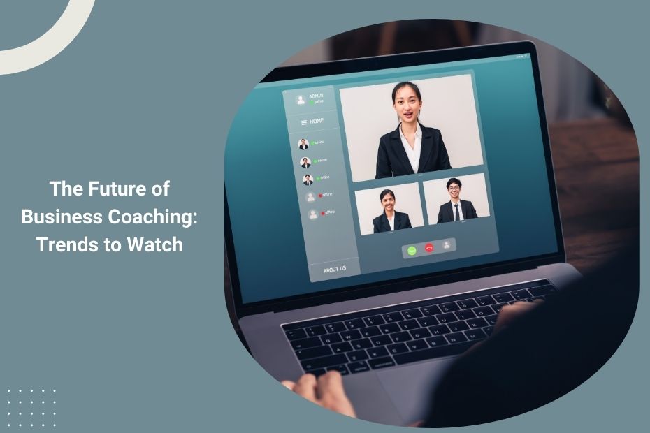 Business coach conducting a virtual session with diverse professionals via video call