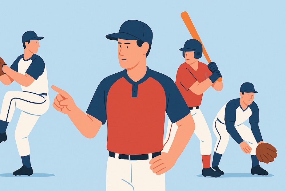 A baseball coach guiding pitchers, hitters, and fielders with tailored instruction.